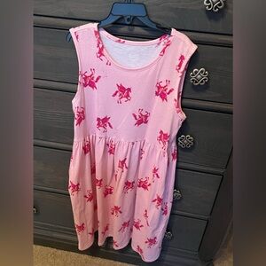Girls tank play dress pink unicorns with pockets EUC large 10/12